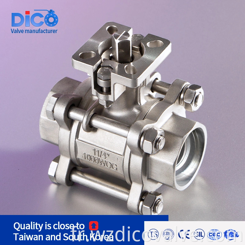 Wenzhou Valve Fabricant chaussette soudure CF8 / CF8M / CF3M avec vanne à billes ISO5211 Pad 3pc